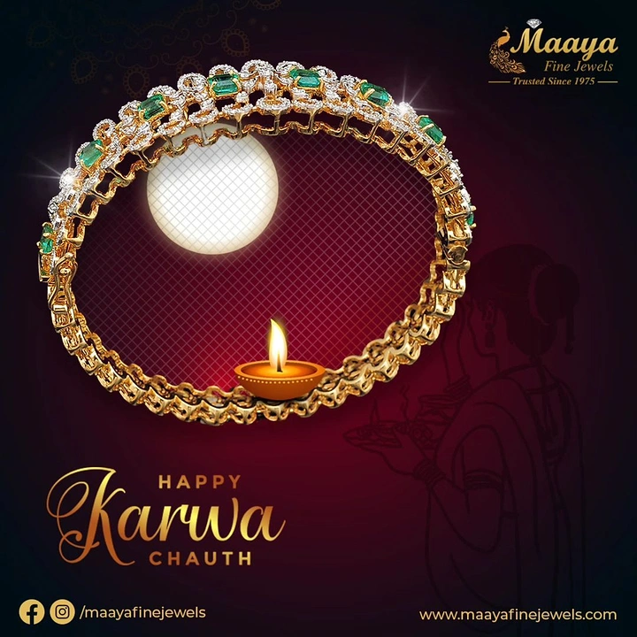 Karwa Chauth creative ad: Jewelled bangle framing moon like sieve