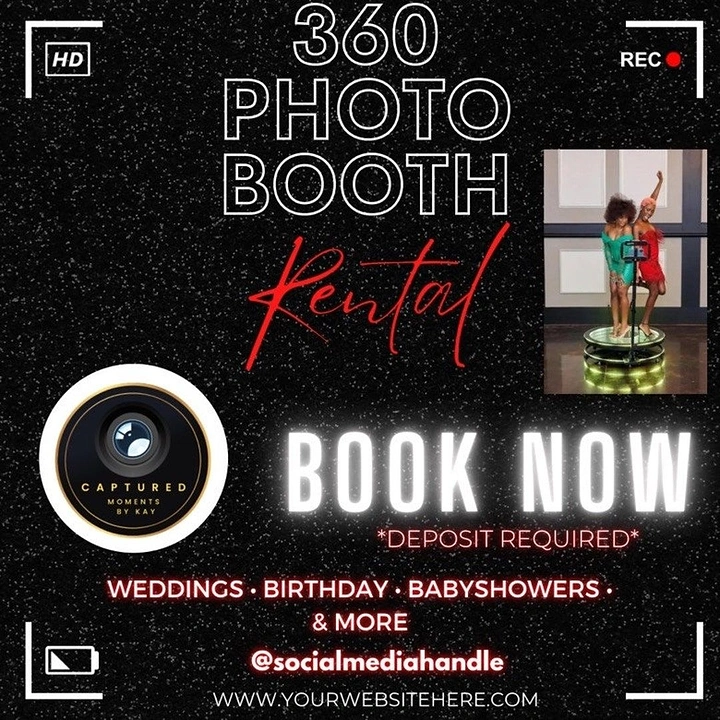 Photo Booth Rentals creative ad: Viewfinder framing turns rental into recording