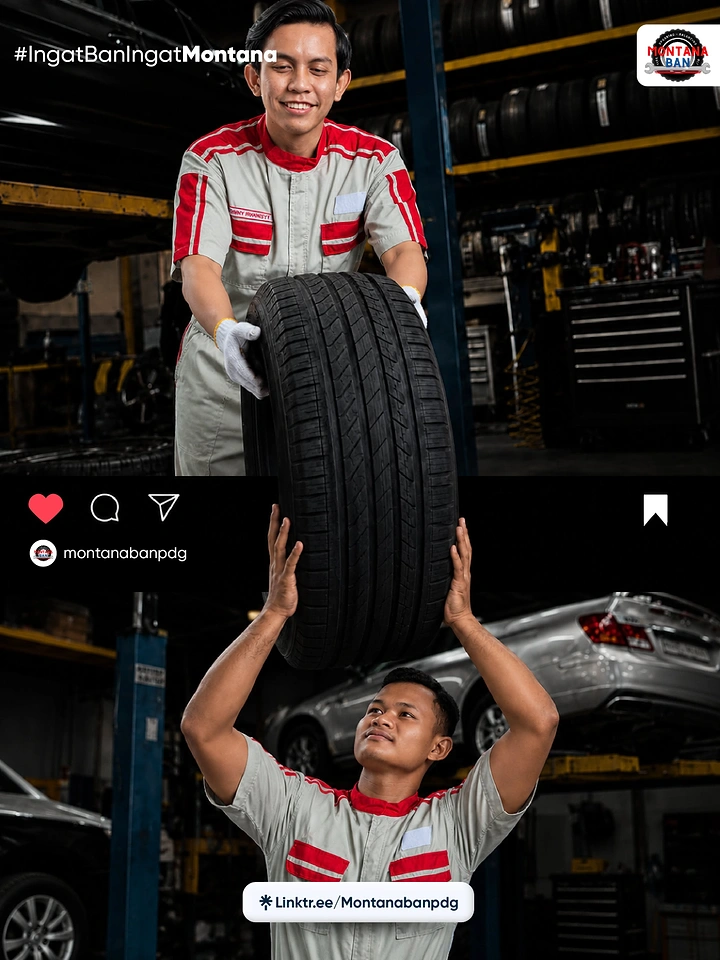 Auto Repair & Garages creative ad: Tyre handed across Instagram post frame