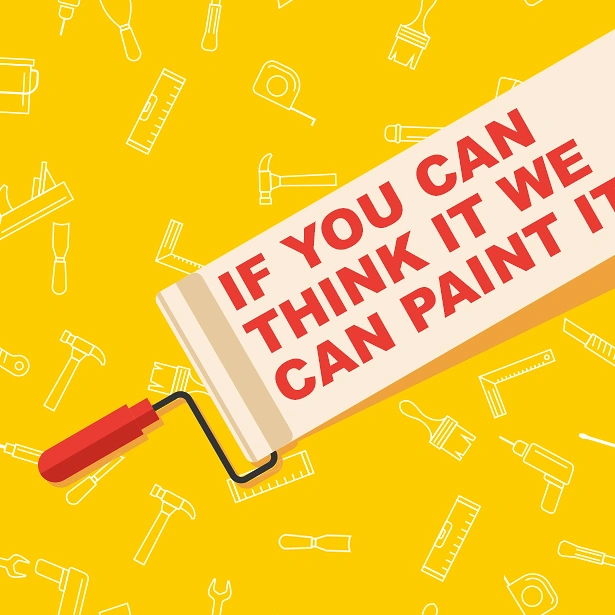 House Painters creative ad: Roller painting the slogan itself