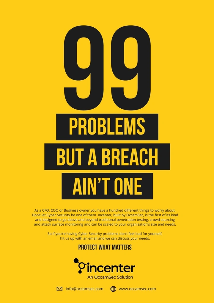 Cybersecurity Companies creative ad: Strong breach-themed copy pun