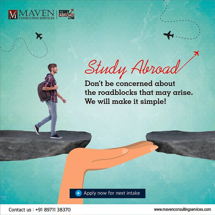 Study Abroad Consultants creative ad: Stepping-stone journey metaphor, polished copy