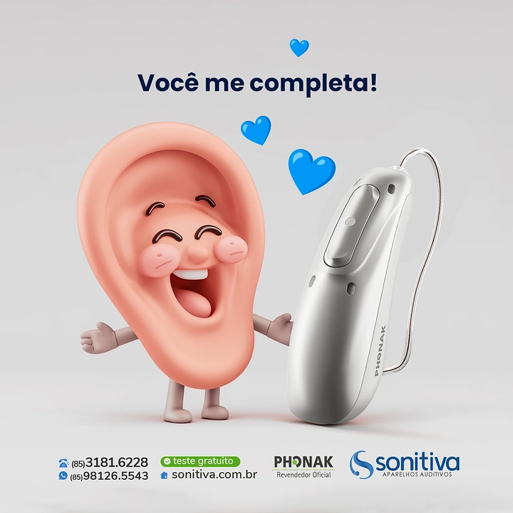 Hearing Aids creative ad: Ear character in love with device