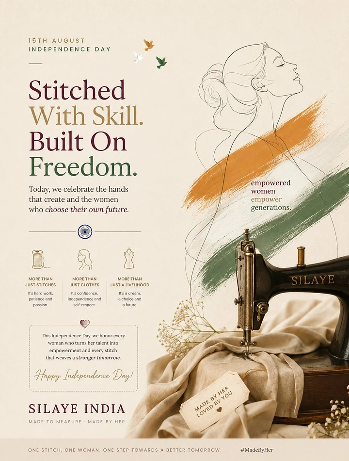 Independence Day creative ad: Elegant 'Stitched with skill' line-art editorial