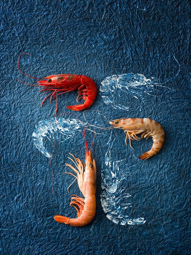 Instagram post: Prawns paired with illustrated ice silhouettes