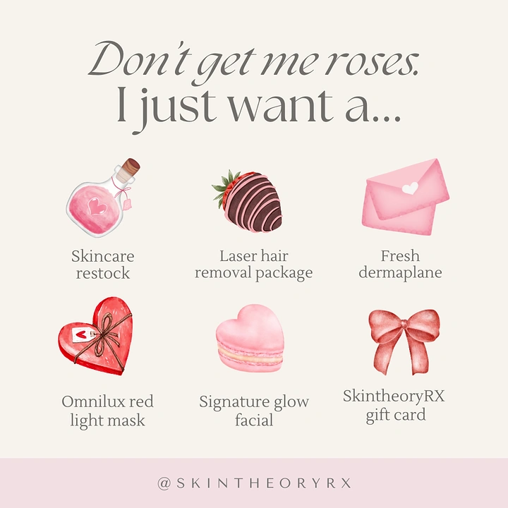 Valentine's Day creative ad: Grid of six watercolour Valentine gift icons
