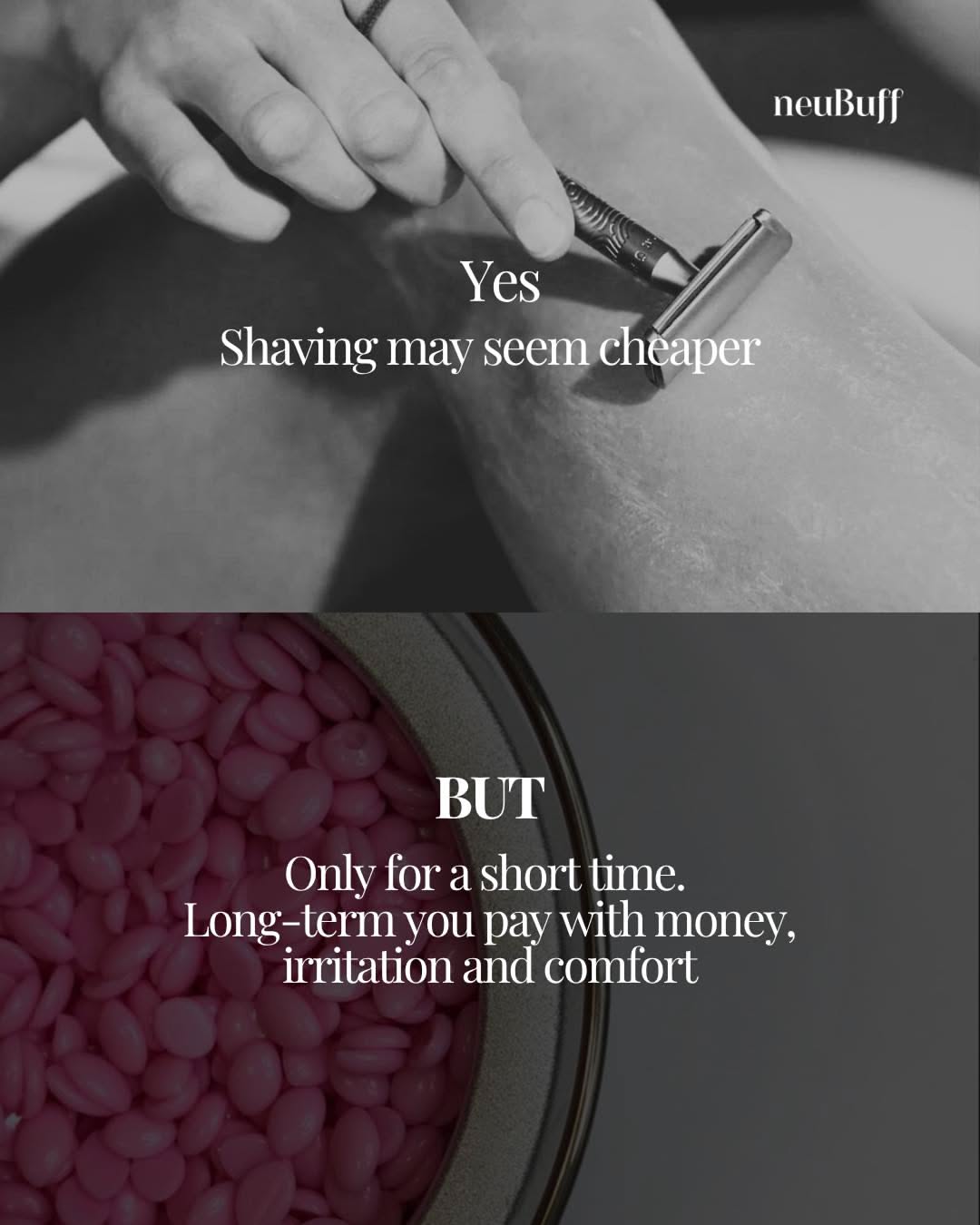 Instagram post: Skeptical Barbie with razor, witty copy, slide 2