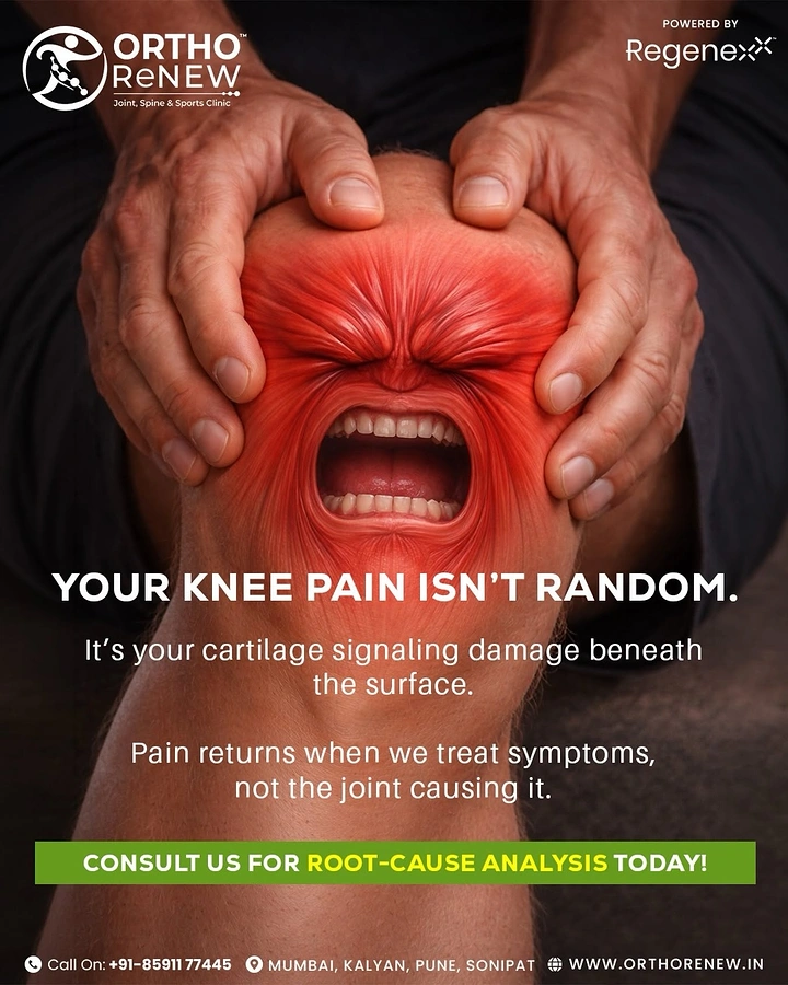 Pain Relief Brands creative ad: Screaming knee visualizes hidden cartilage damage