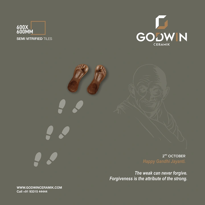 Gandhi Jayanti creative ad: Sandals and footsteps walking across tiles
