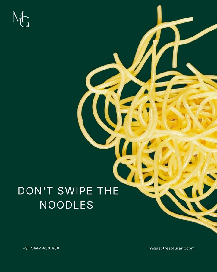 Instant Noodles & Pasta Brands creative ad: Social swipe pun drives noodle composition