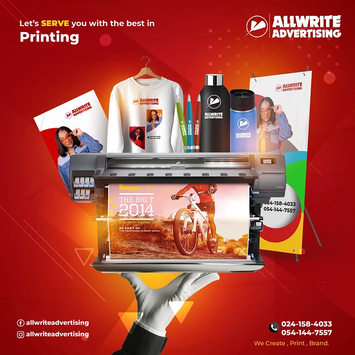 Printing Shops creative ad: Hand serving printer on tray, 'serve' pun
