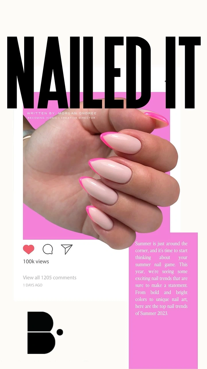 Nail Salons creative ad: 'Nailed It' pun, hand breaks bold editorial type