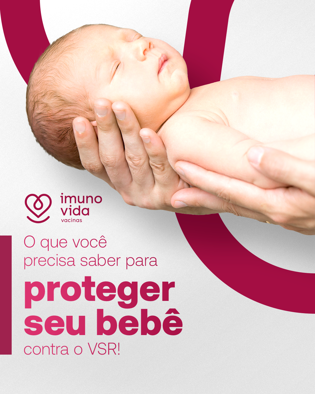 Instagram post: Protective curve frames newborn vaccination message