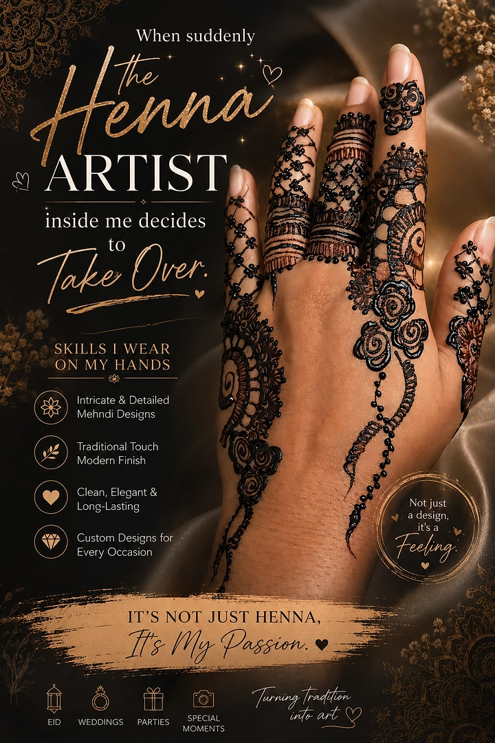 Mehndi & Henna Artists creative ad: Witty artist-takes-over hand concept