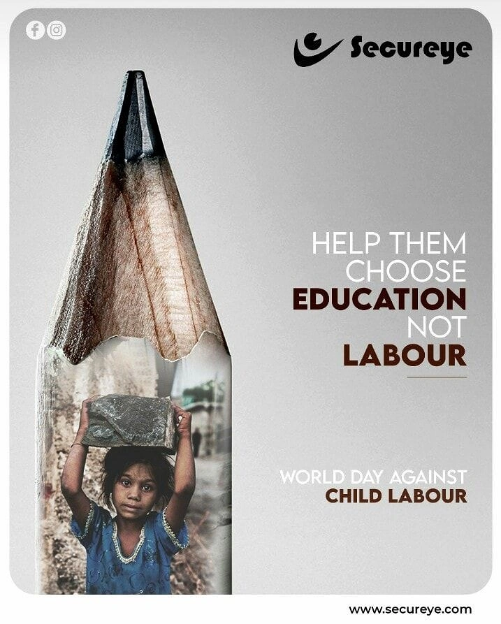 other-festival creative ad: A sharpened pencil whose wood reveals a child labourer carrying a stone