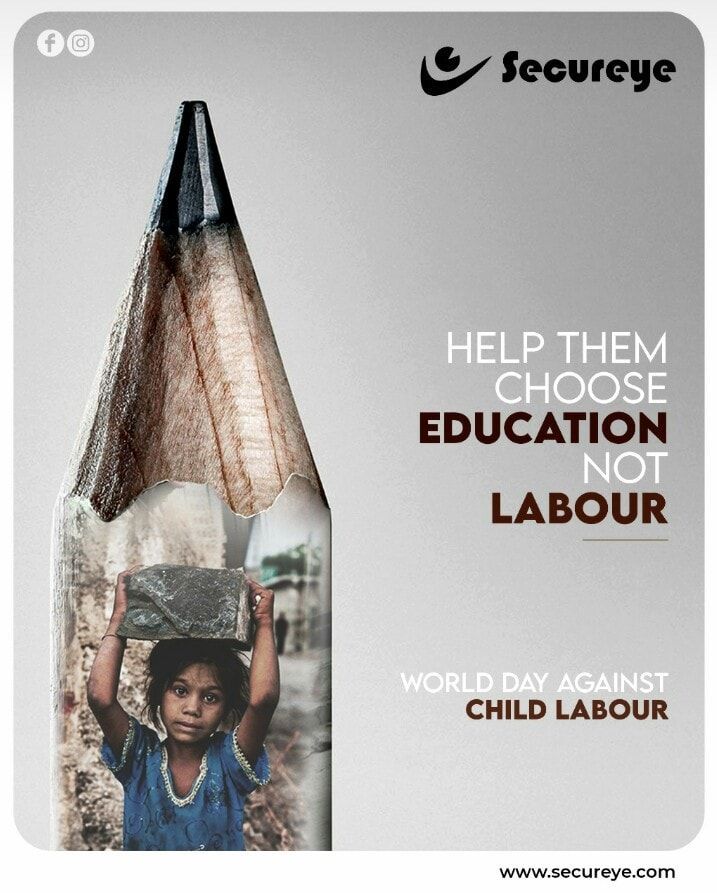 other-festival Instagram post: A sharpened pencil whose wood reveals a child labourer carrying a stone