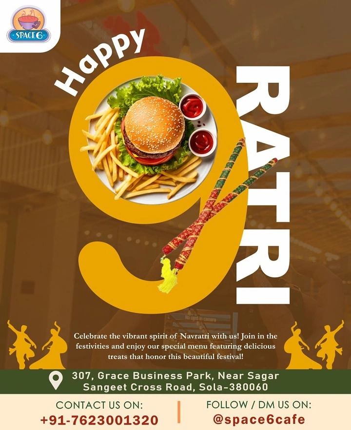 Navratri creative ad: Food plate forms the 9 in Navratri