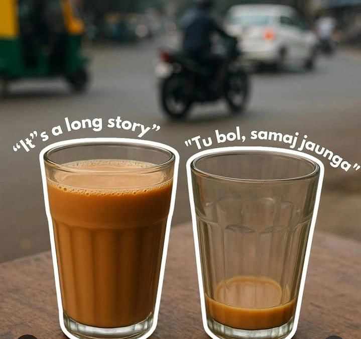 Tea & Chai Brands creative ad: Full vs empty glass dialogue joke