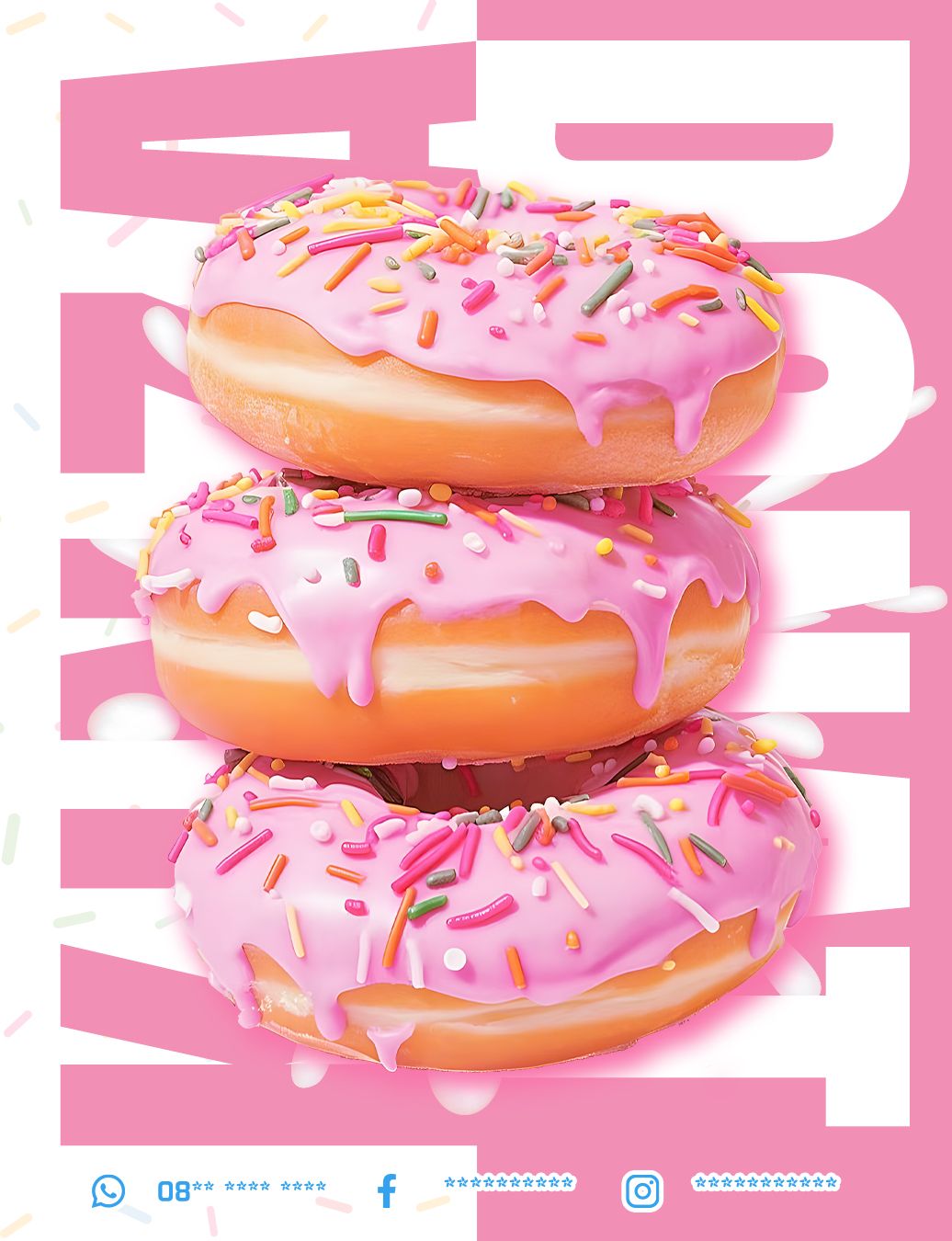 Instagram post: Oversized donuts create bold typographic composition