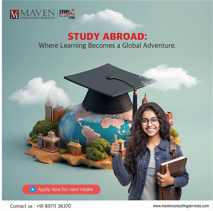 Study Abroad Consultants creative ad: Graduation cap crowns global journey