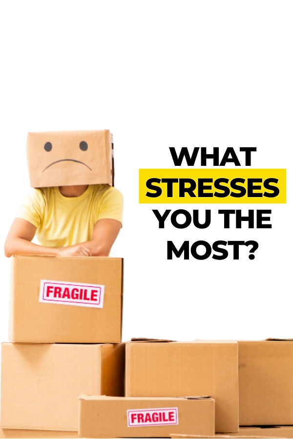 Movers & Packers creative ad: Frowning box-head person shows moving stress