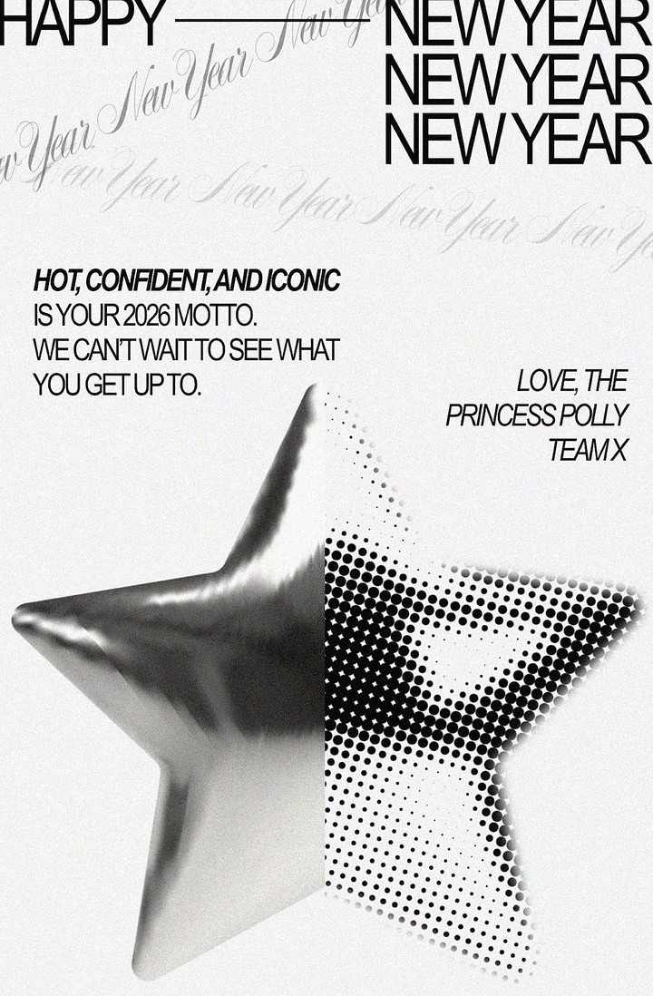 New Year creative ad: Half-chrome, half-halftone 3D star