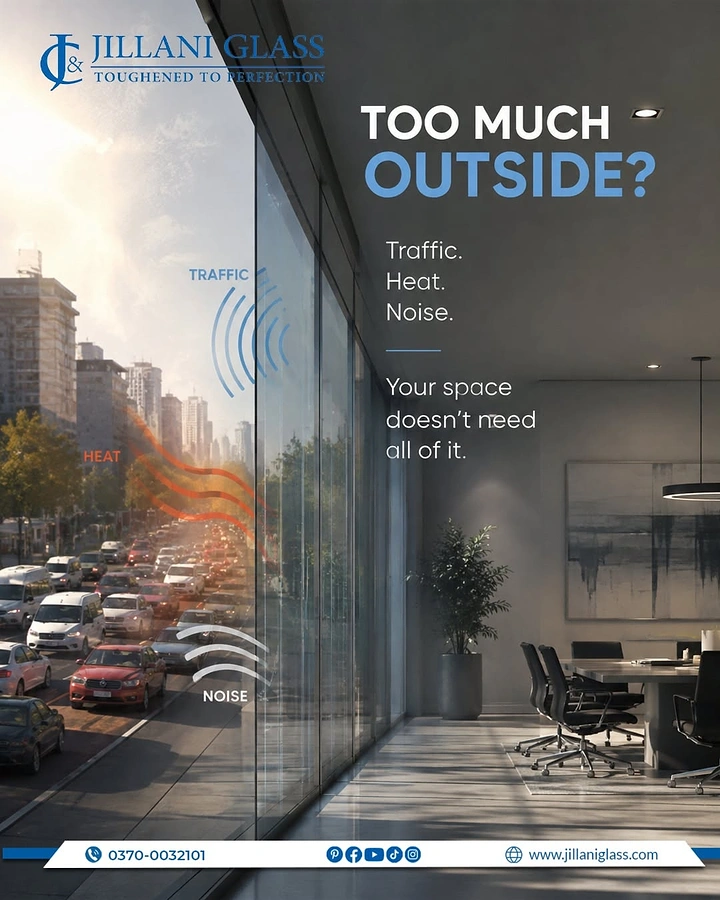 Window Tinting & Car Wraps creative ad: Inside-outside heat and noise metaphor