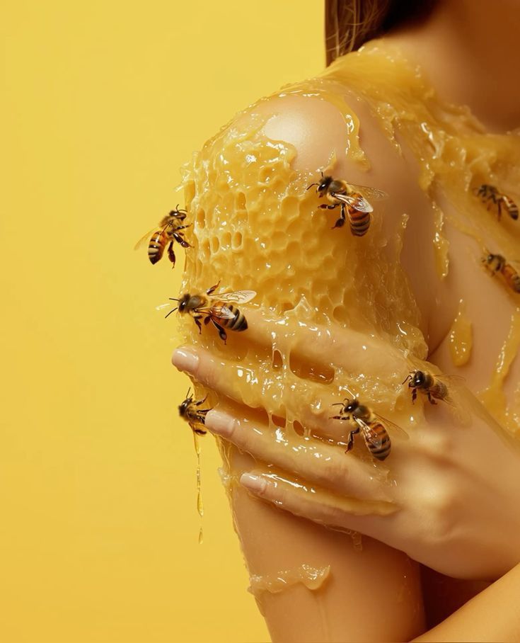 Instagram post: Person transformed into living honeycomb