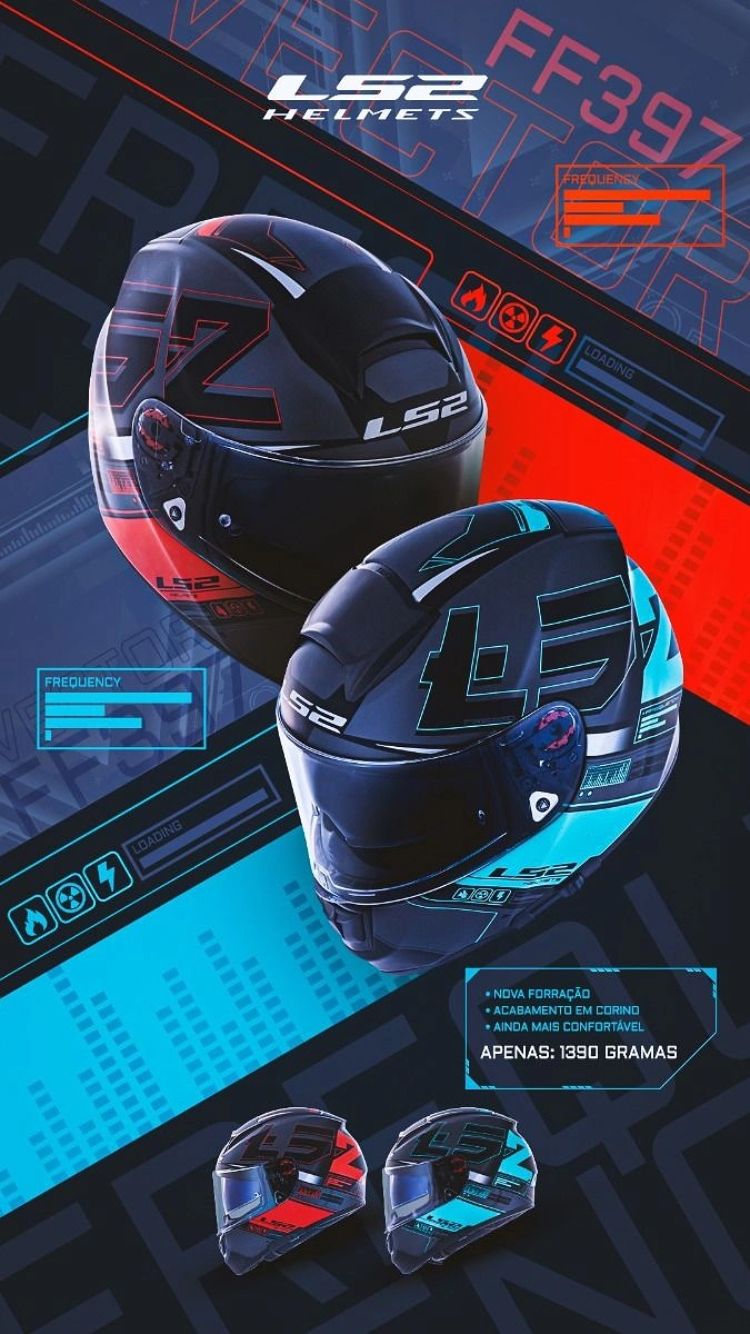 Helmets & Riding Gear creative ad: Technical blueprint treatment adds product-story depth