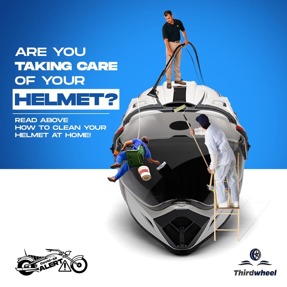 Instagram post: Helmet care staged as oversized cleaning scene
