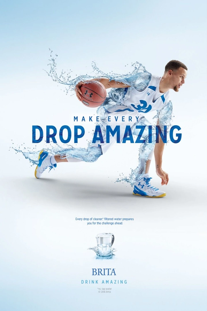 Packaged Drinking Water creative ad: Human figure formed from water