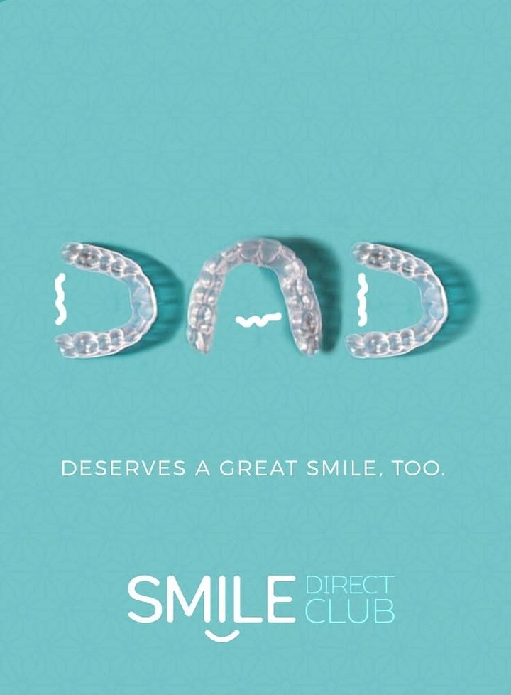 Father's Day creative ad: Clear aligners spelling DAD