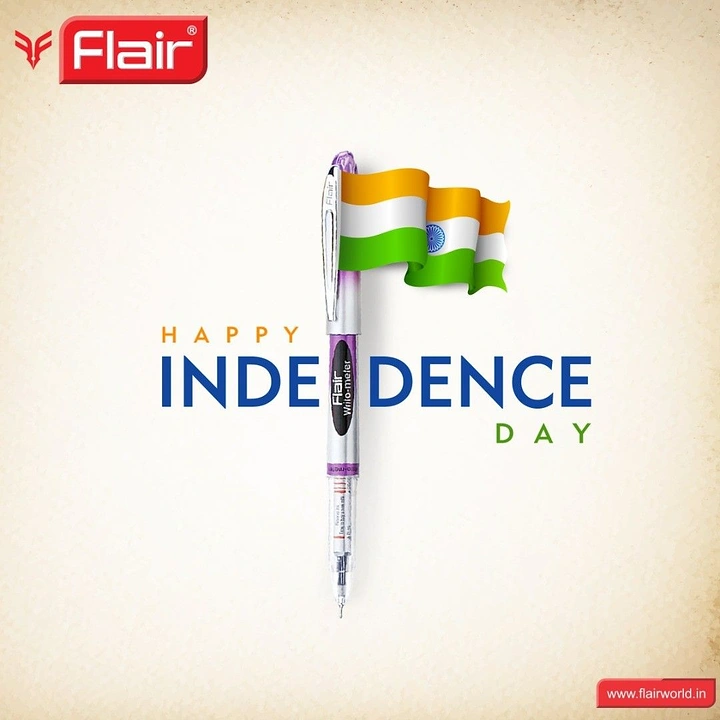 Independence Day creative ad: Pen as a flagpole with a waving Indian flag