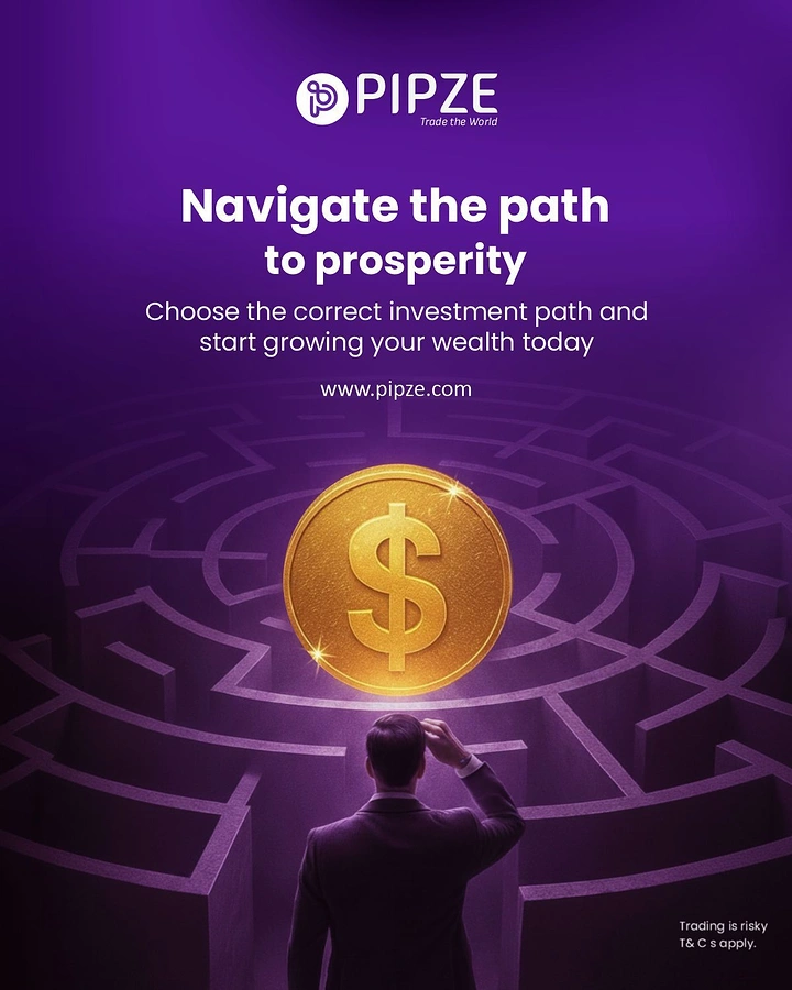 Stock Brokers & Investing creative ad: Maze leading to gold coin