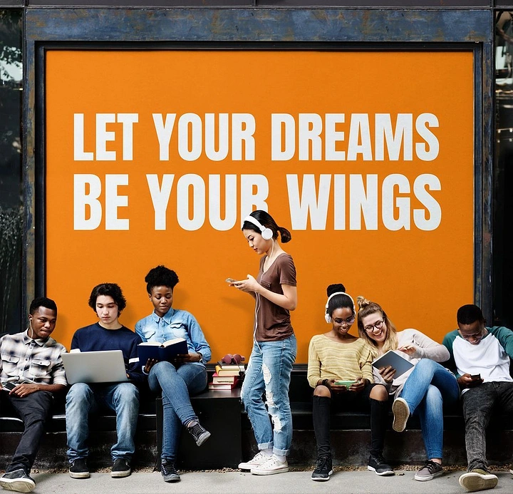 Universities & Colleges creative ad: Dreams-as-wings student metaphor
