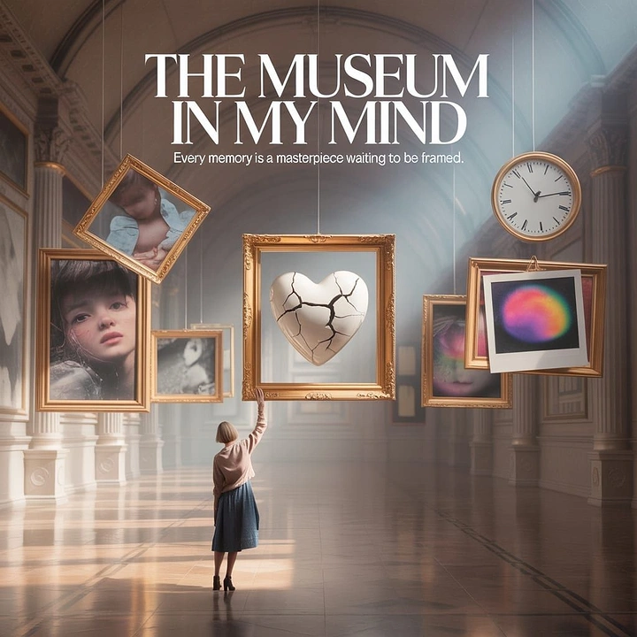 Museums & Art Galleries creative ad: A child reaching toward a framed cracked heart in a grand museum