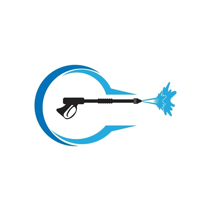 Pressure Washing creative ad: Spray gun creates memorable circular emblem