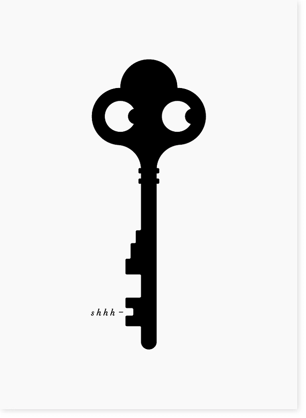 Locksmiths creative ad: Key silhouette as face saying shhh