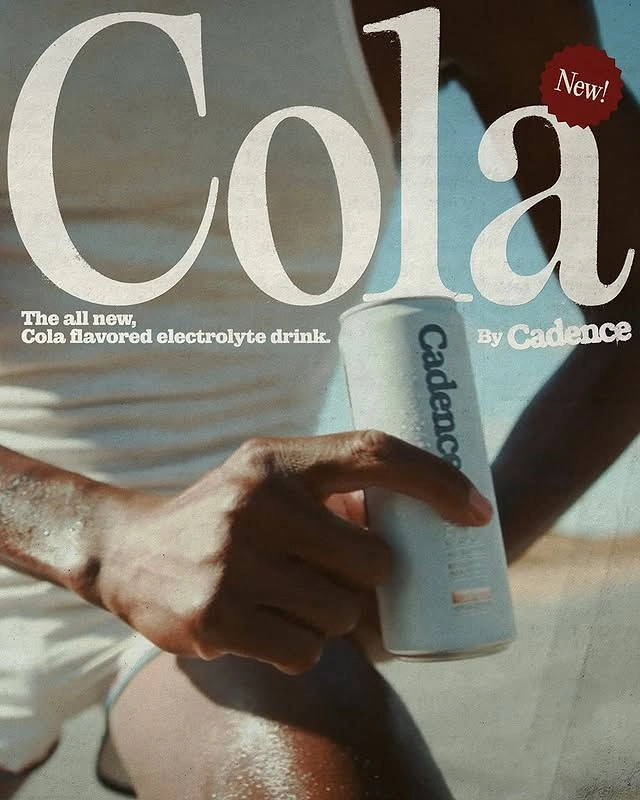 Soft Drinks & Beverages creative ad: Sweaty athlete's hand holding a white drink can in the sun