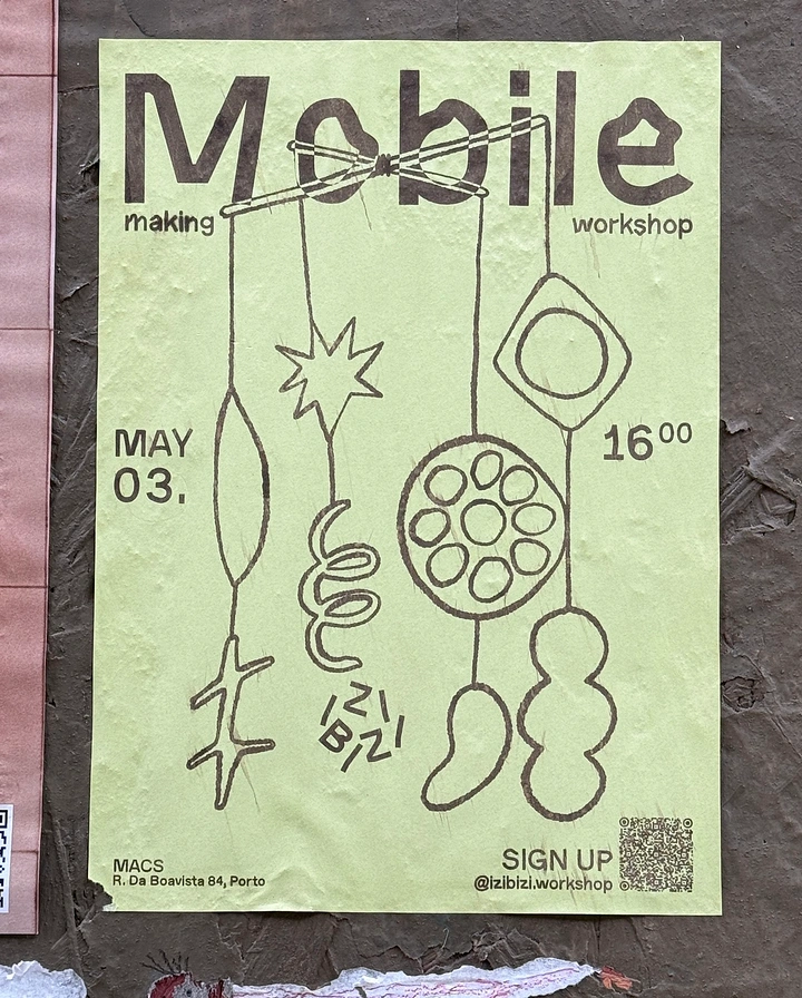 Art Classes & Workshops creative ad: Hand-drawn hanging mobile with abstract shapes