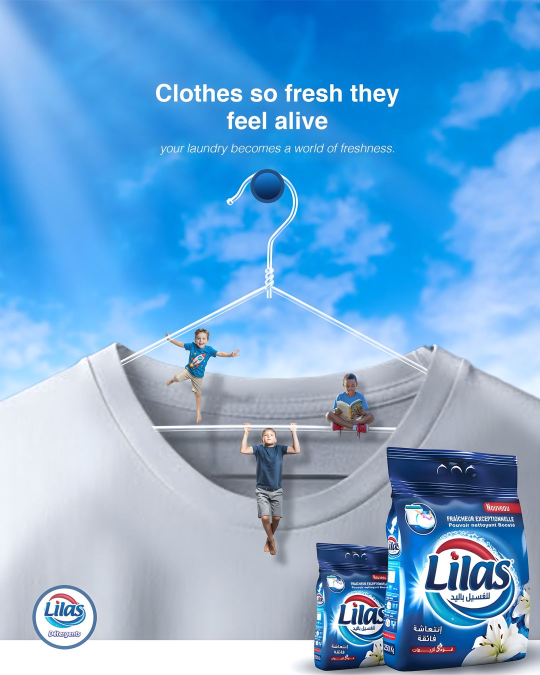 Instagram post: Kids playing on hanger over fresh shirt