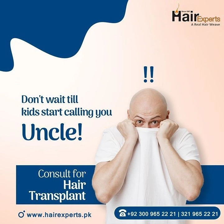Hair Transplant & Hair Clinics creative ad: Witty 'kids calling you Uncle' copy