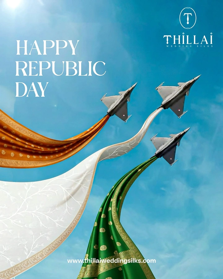 Republic Day creative ad: Three fighter jets trailing saffron, white and green silk sarees