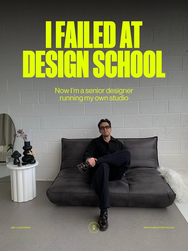 Design & Animation Schools creative ad: Failure confession becomes career-success hook