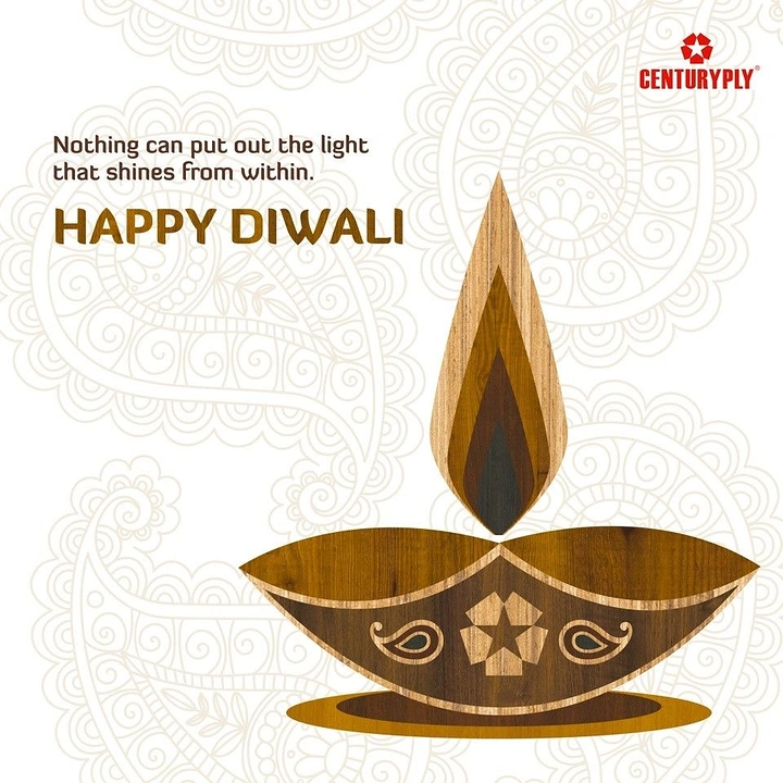 Diwali creative ad: Diya built from wood veneer marquetry