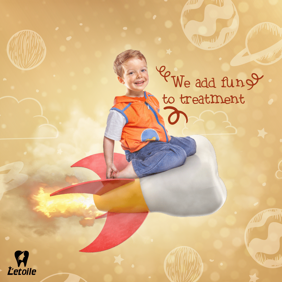 Instagram post: Tooth-treatment rocket visual metaphor