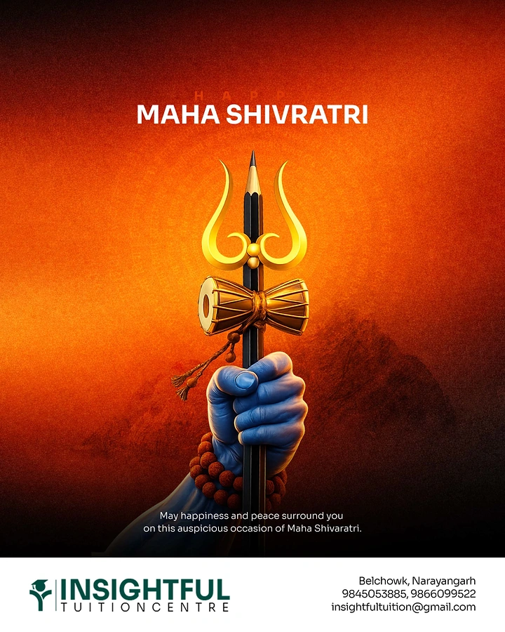 other-festival creative ad: Blue hand gripping a pencil-shaped trishul with damru