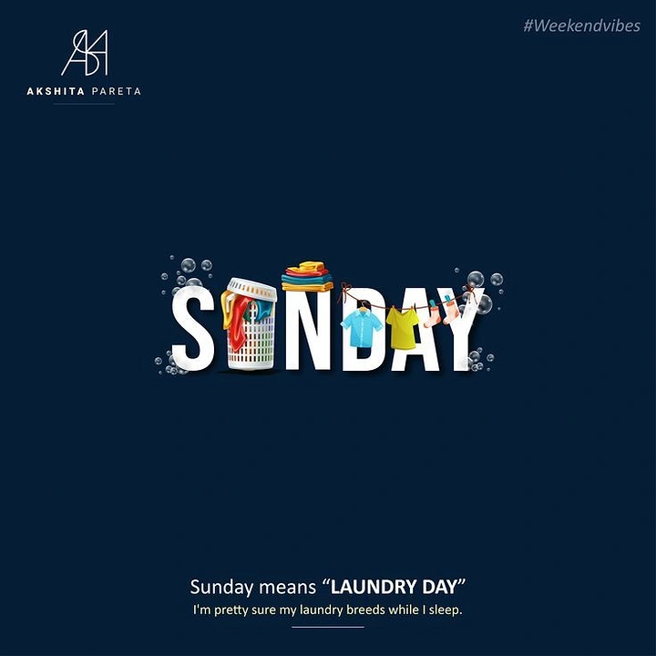 Laundry & Dry Cleaning creative ad: Sunday lettering built from laundry piles