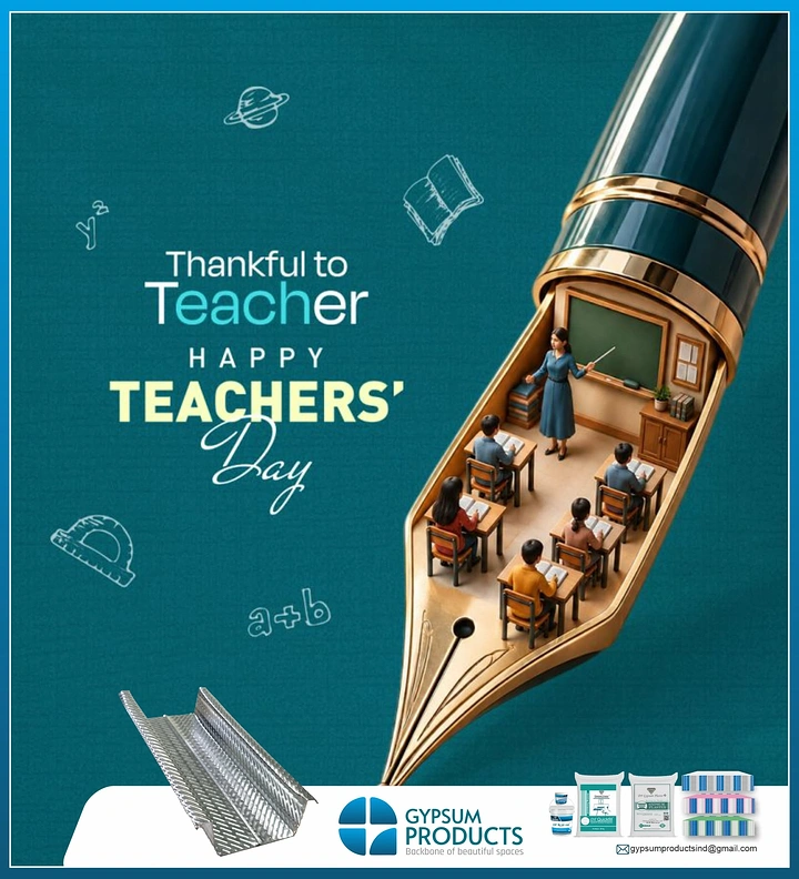 Teachers Day creative ad: Fountain pen nib holding a miniature classroom