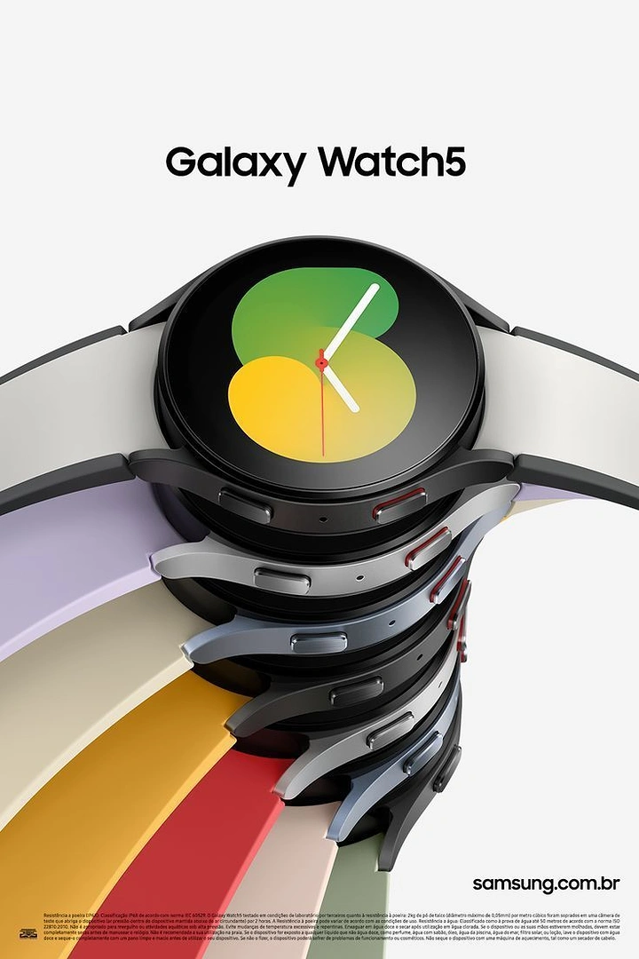 Creative ad: Stacked smartwatch bodies fanning into a rainbow of coloured straps